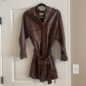 NWT - Abercrombie Vegan Leather Mini Shirt Dress - Size M